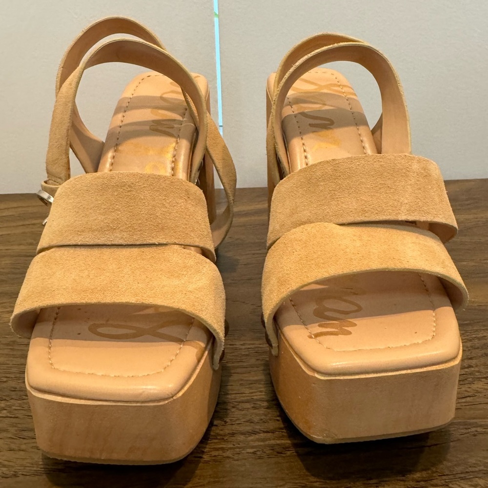 Sam Edelman tan suede platform sandals 5.5